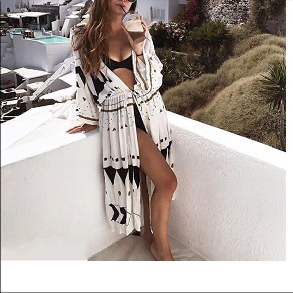 Bohemian Bikini Swim Cover Up Kimono Cardigan - Picture 1 of 5